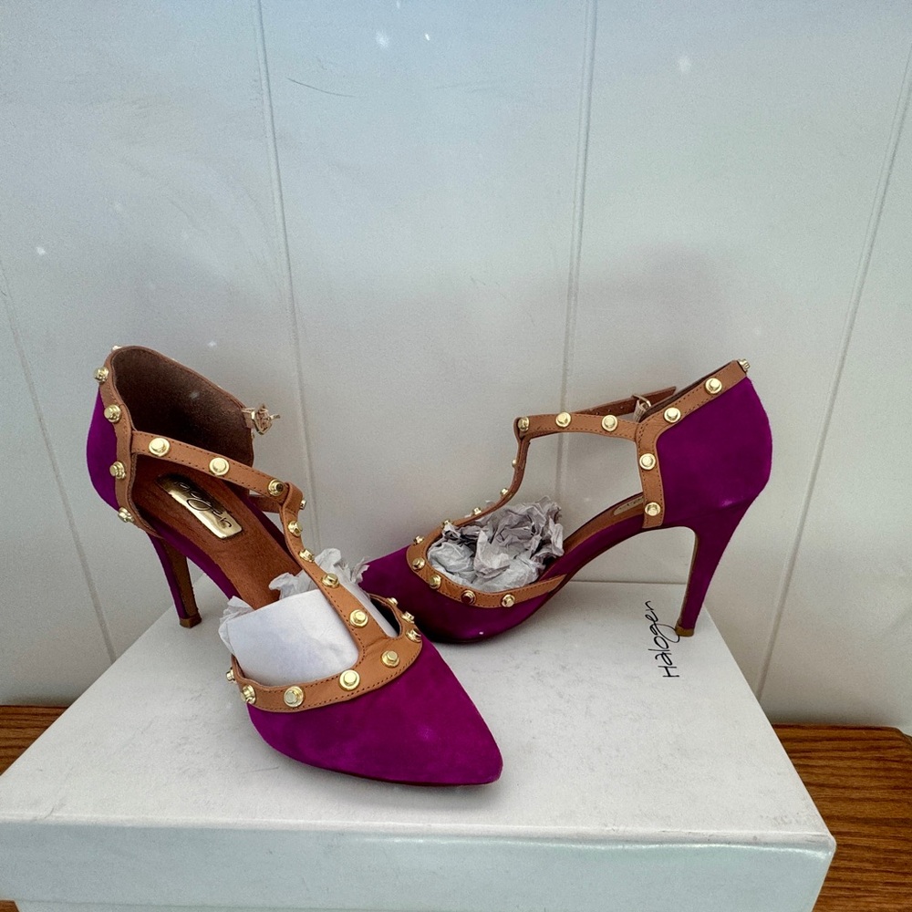 Halogen Martine Fuchsia/Beige Studded Pumps Y2K